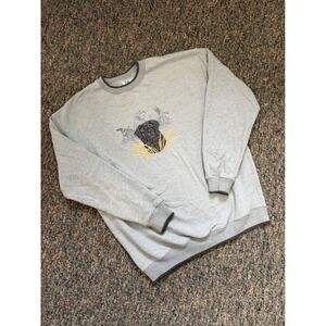 Vintage 90s MC Sport Mens Black Lab Dog Duck Hunting Graphic Sweatshirt XLarge